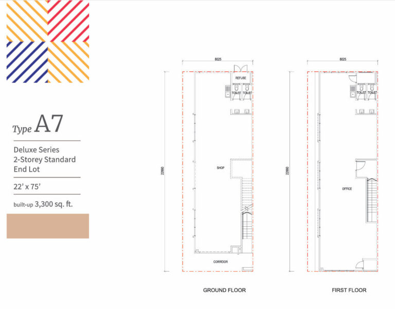 U2 Type A7 ( 22 x 75 ) deluxe series 2 storey Standard End Lot ( build up 3,300 sqt )